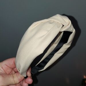 New handmade boutique top knot flexible wide headband off white